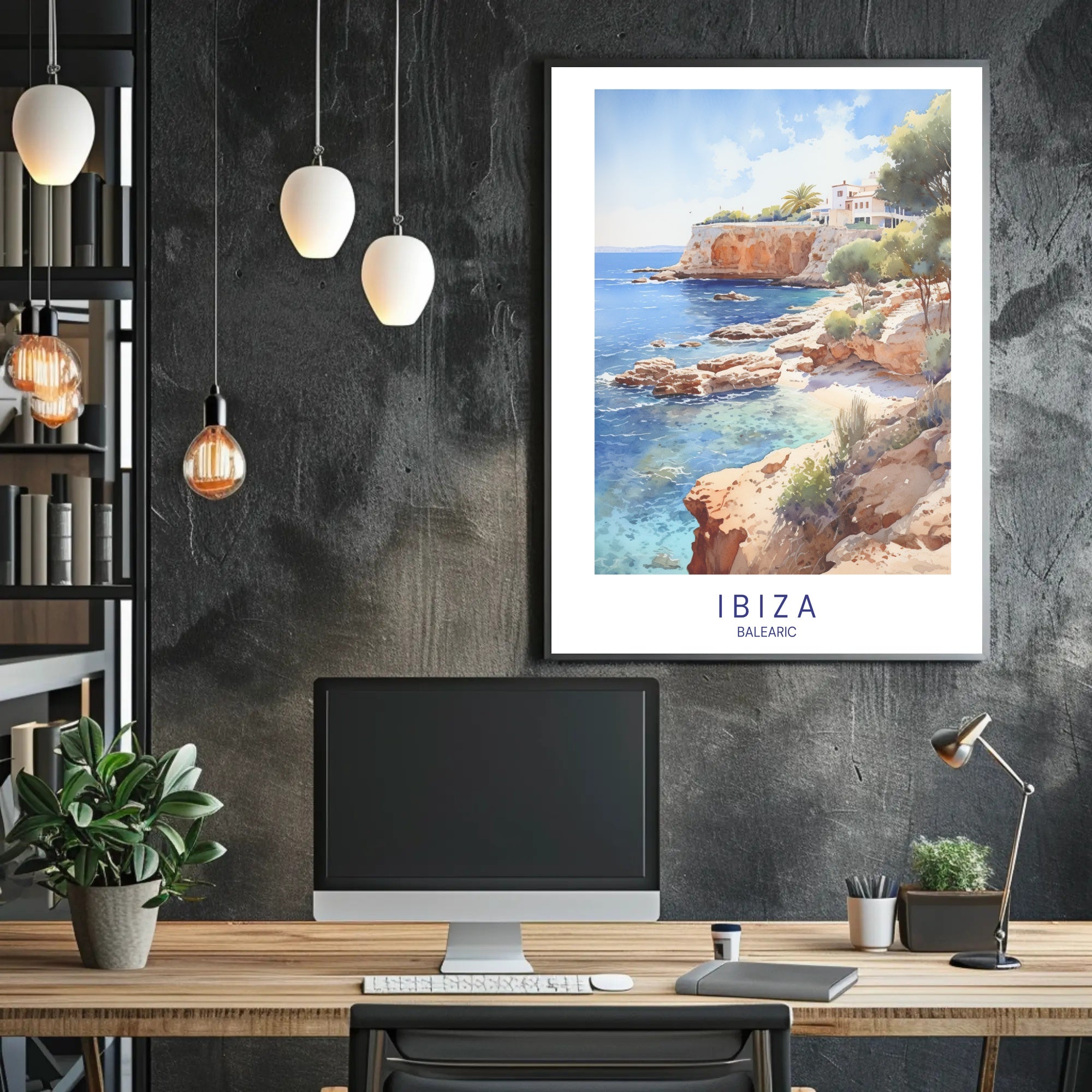 Ibiza Coastal Serenity Vintage Travel Poster PosterGoat