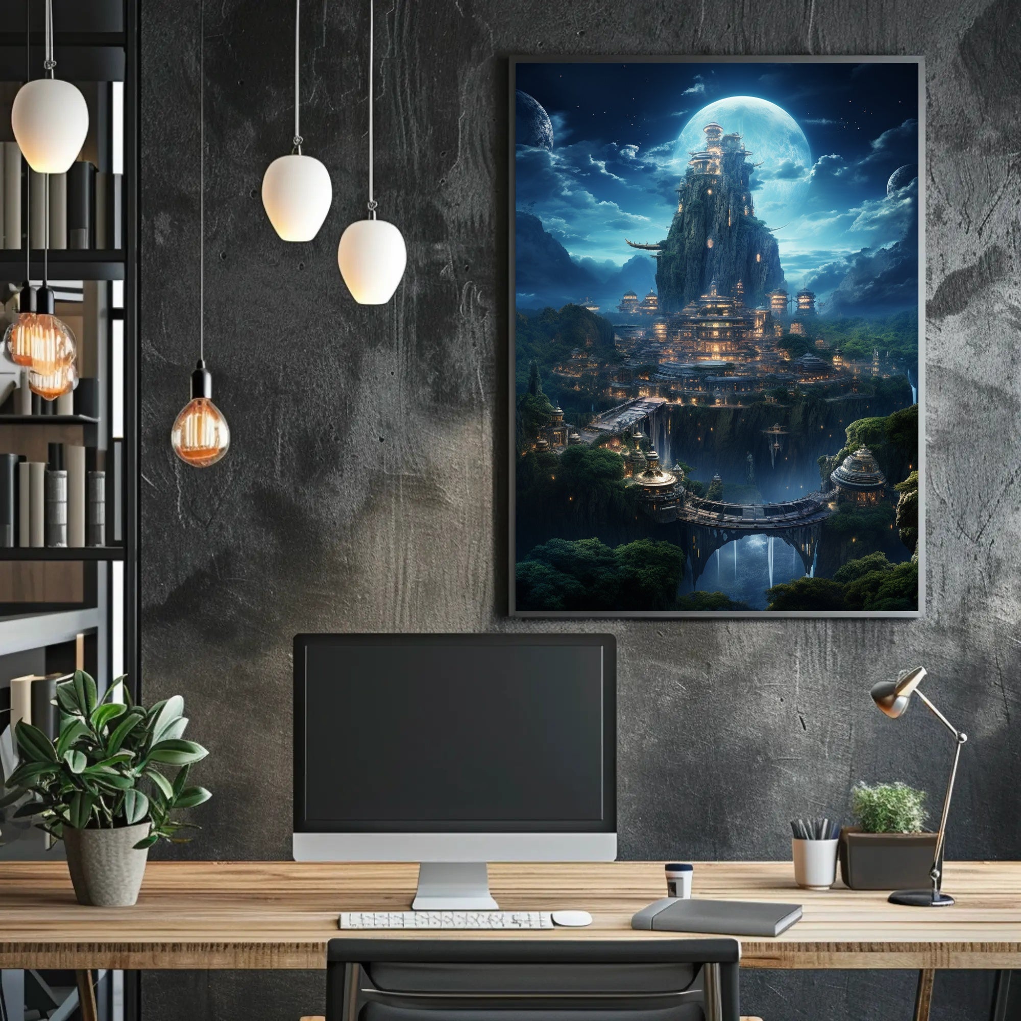 Enchanted Moonlit City Poster