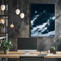 Majestic Moonlit Mountain Range Nighttime Poster