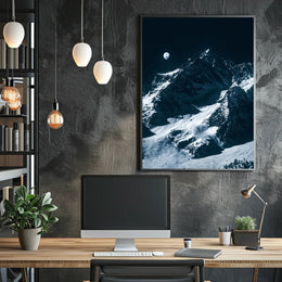 Majestic Moonlit Mountain Range Nighttime Poster