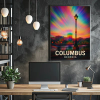 Columbus Georgia Vibrant View Travel Cityscape Impressionism Digital Painting Decor Poster