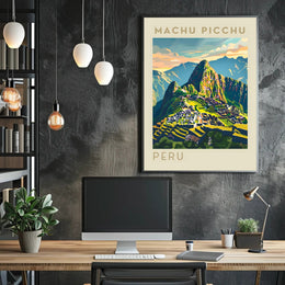Machu Picchu Illustration Poster