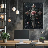 Roses And Cross Poster