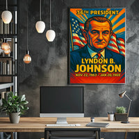 Lyndon B. Johnson 36th President of the United States Colorful Comic Book Style Poster