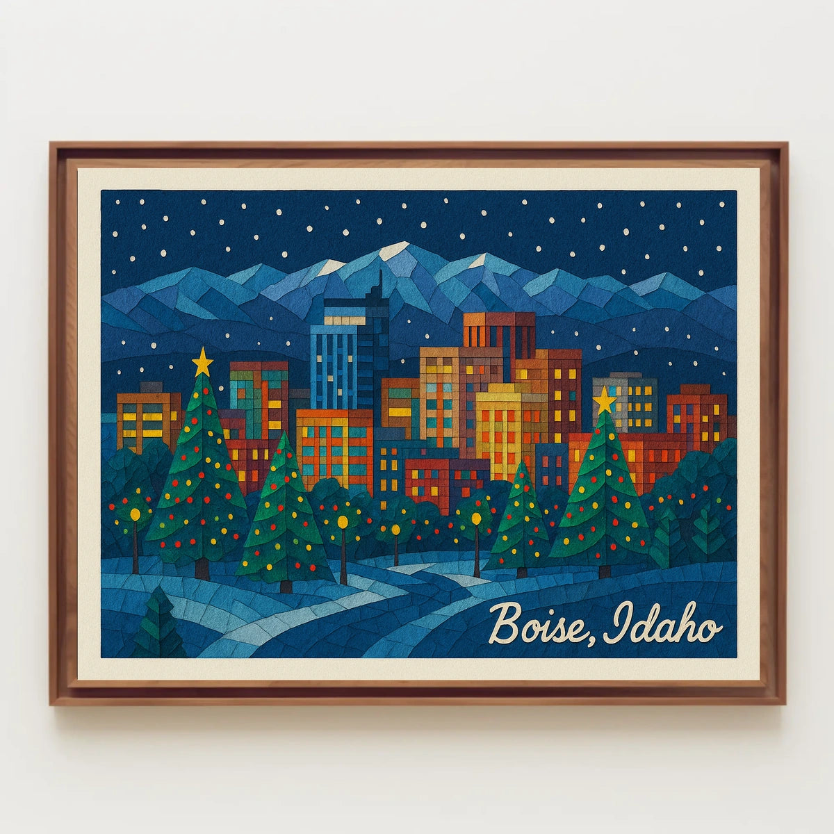 Boise, Idaho Holiday Nightscape Poster