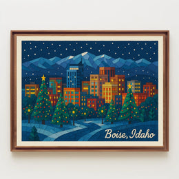 Boise, Idaho Holiday Nightscape Poster