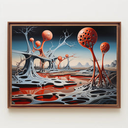 Alien Landscape with Surreal Structures Futuristic Sci-Fi Poster