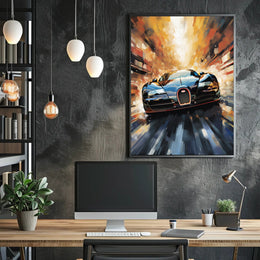 High-Speed Car in Urban Environment Futuristic Sci-Fi Poster