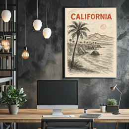 California Coastline Sketch Poster