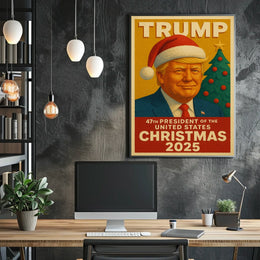 The poster features an individual wearing a Santa hat, suggesting a Christmas theme. Travel Poster