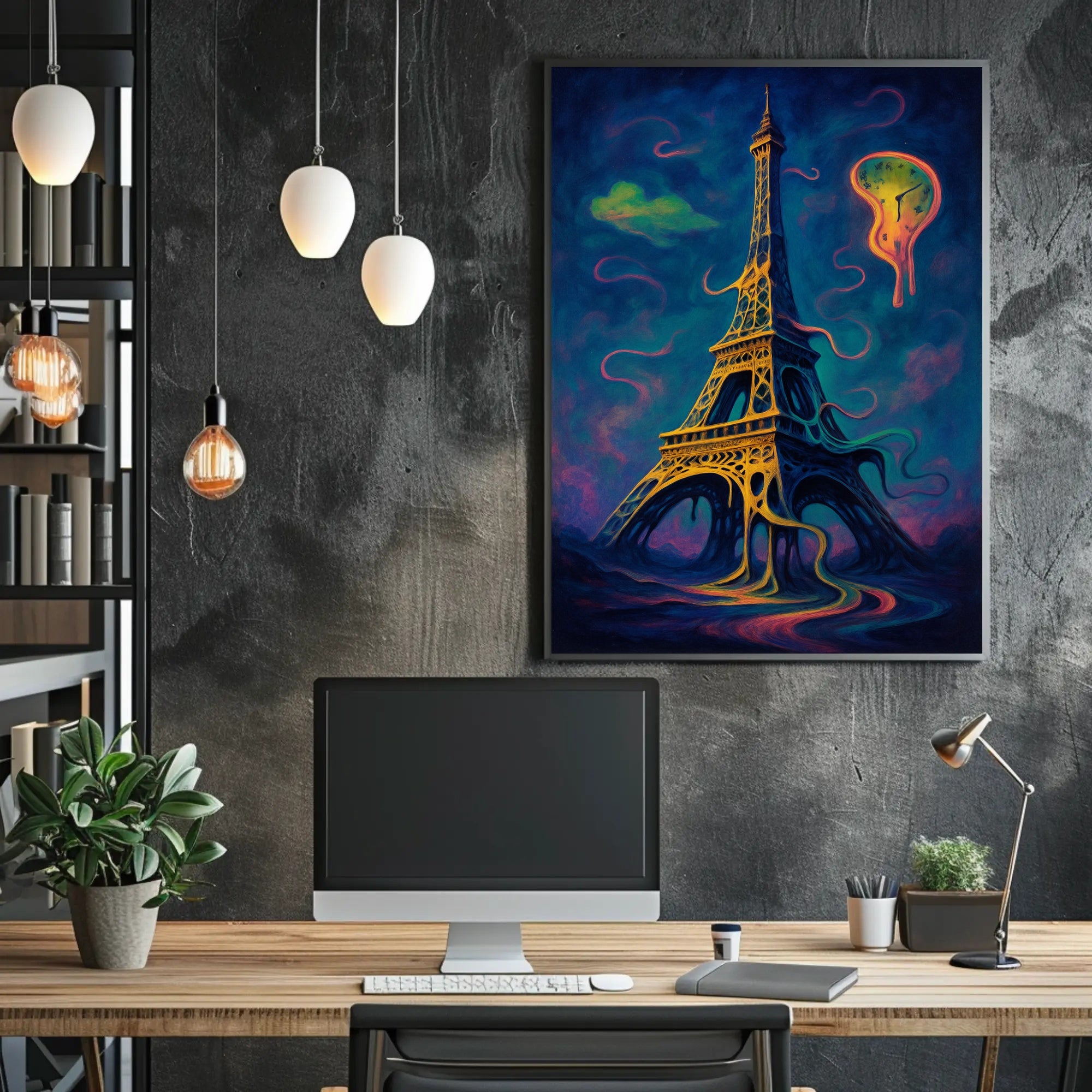 Eiffel Tower in Dreamlike Surrealism Artistic Poster