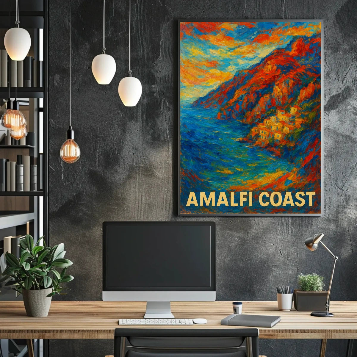 Amalfi Coast Vibrant Landscape Poster Wall Art 18x24