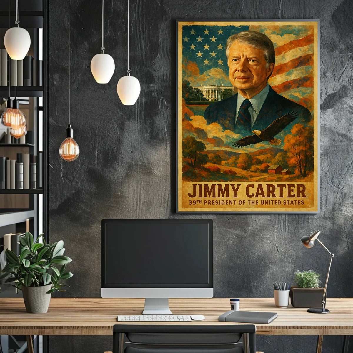 Jimmy Carter 39th President of the United States Layered Digital Collage Poster