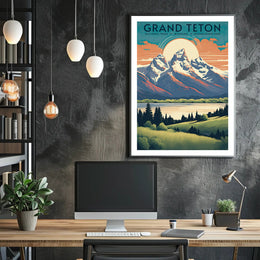 Grand Teton Scenic Vintage Travel Poster Print
