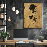 Black Rose Ink Dripping Gothic Art Poster PosterGoat