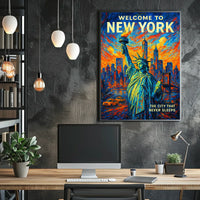 Welcome To New York Poster Modern Urban Life Wall Art