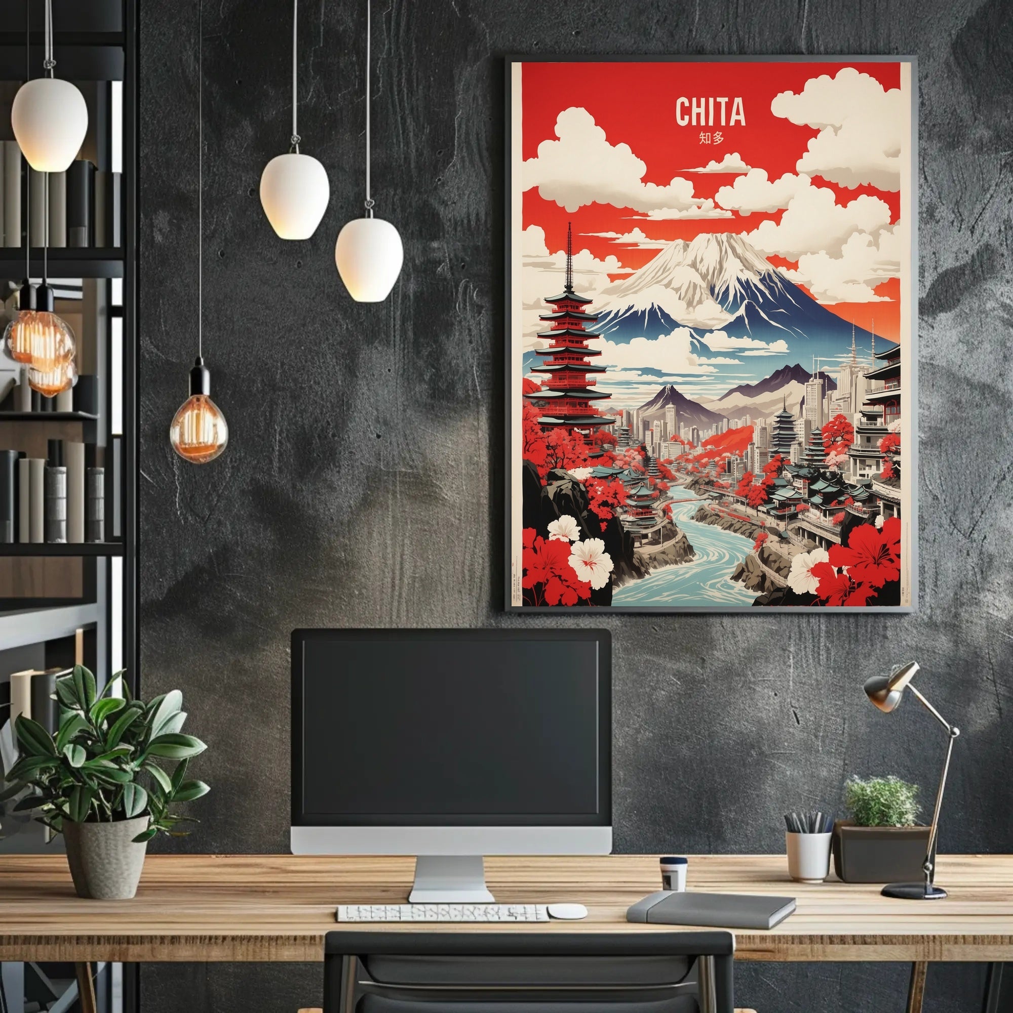Japanese Fusion Landscape Art Print Cultural or Heritage Poster
