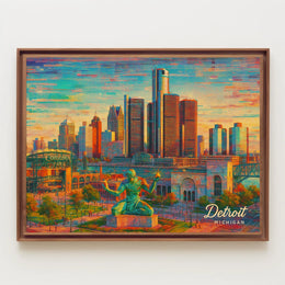 Detroit Skyline Poster