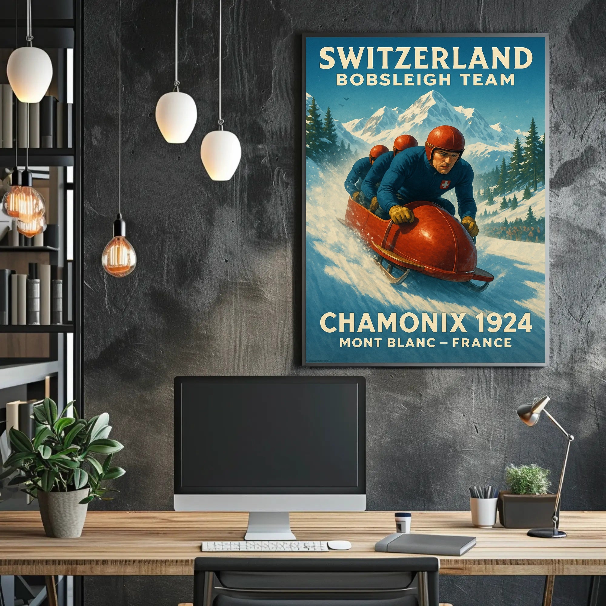Switzerland Bobsleigh Team Chamonix 1924 Poster