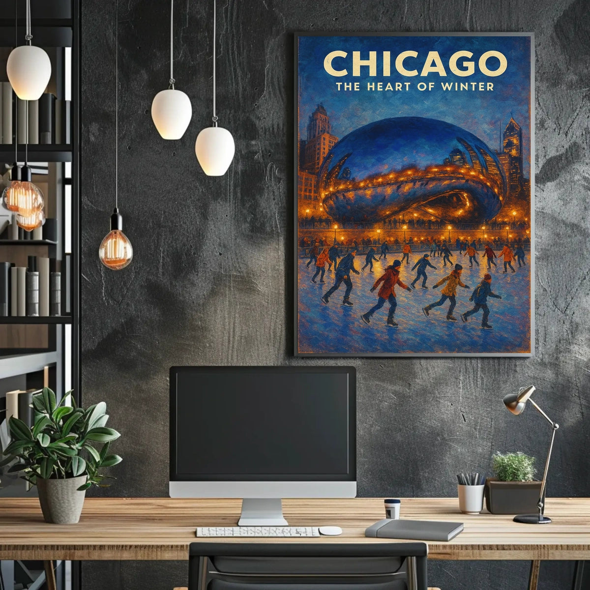 Chicago Heart Of Winter Cityscape Wall Art Decor Poster