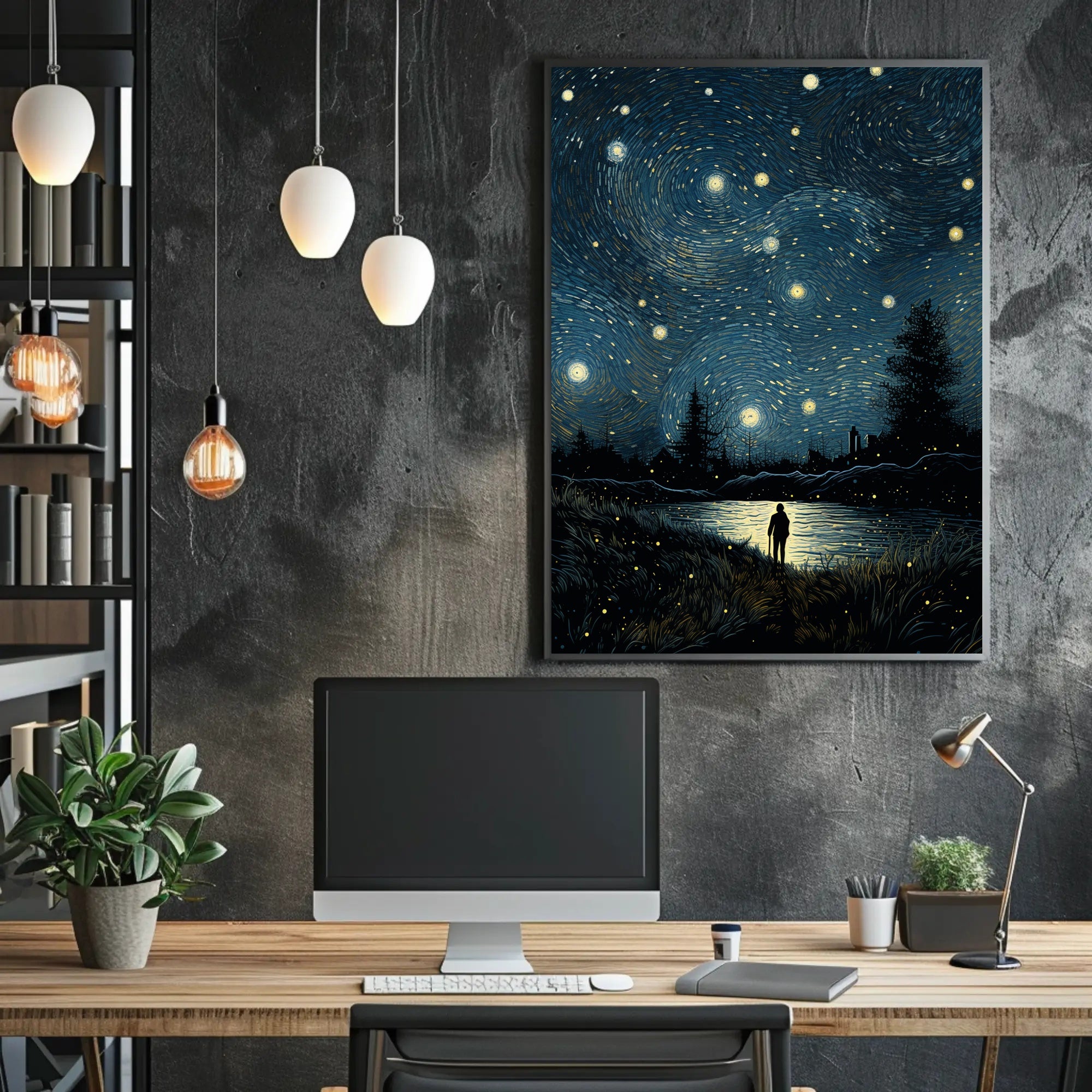 Starry Night Reflections Poster PosterGoat