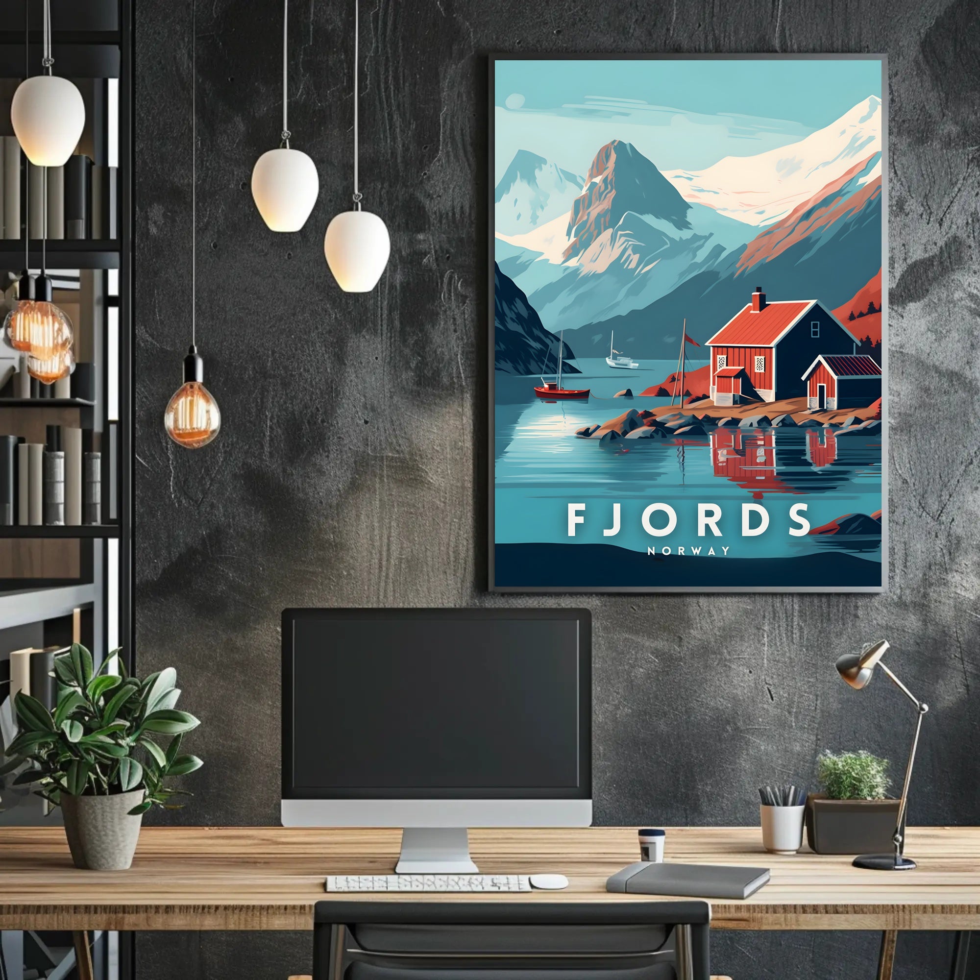 Norwegian Fjord Landscape Scenic Travel Poster