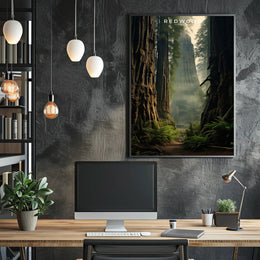 Redwood Forest Travel Poster Tranquil Wall Art Print