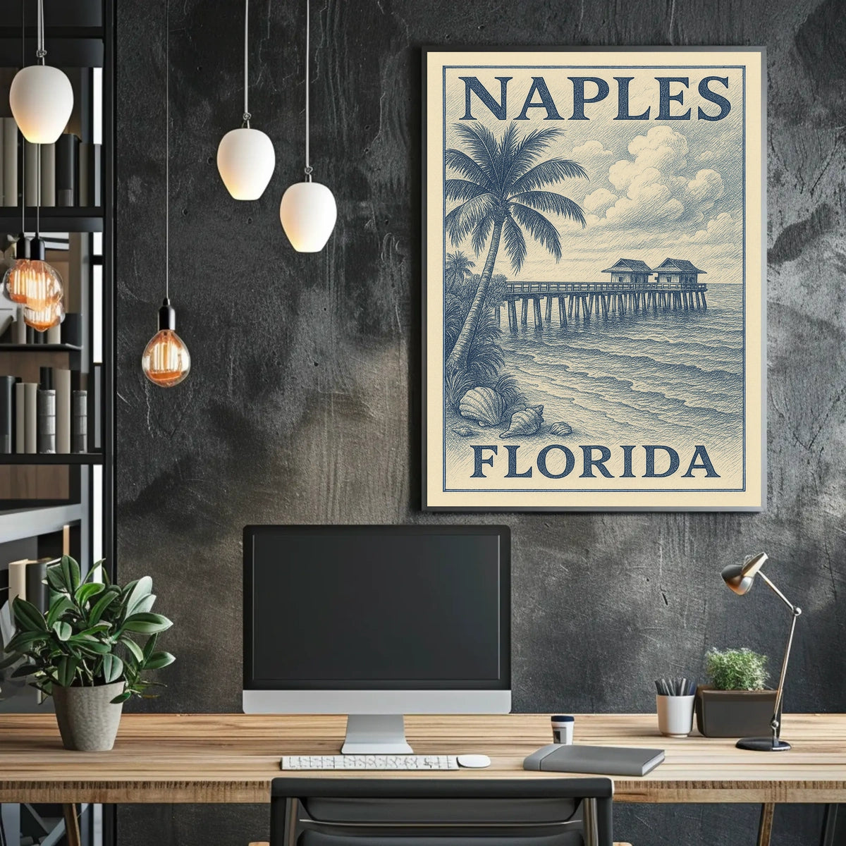Naples Florida Coastal Poster Wall Art 18x24 Coastal Decor