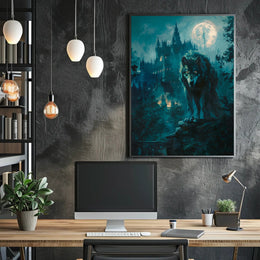 Moonlit Guardian Art Print Poster for Home Decor and Wanderlust Lovers PosterGoat