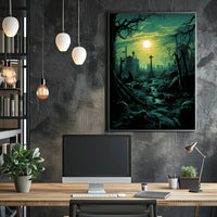 Haunted Cemetery At Dusk Poster