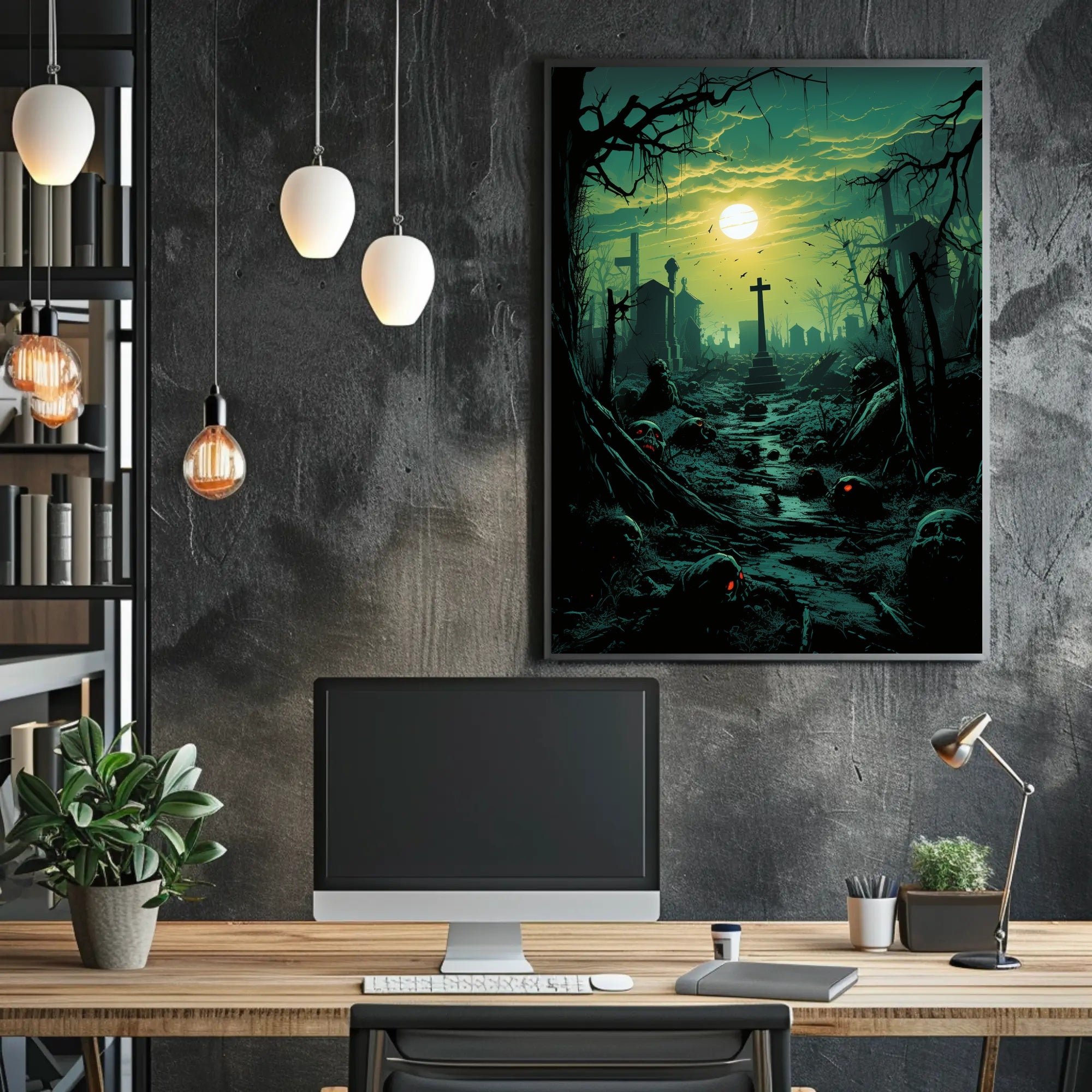 Haunted Cemetery At Dusk Poster