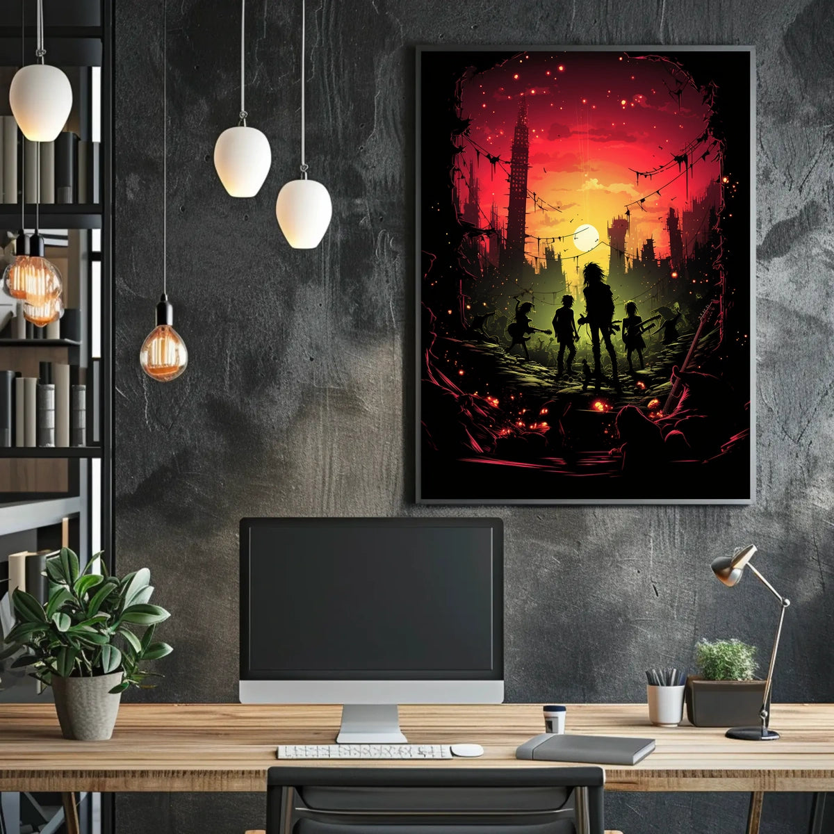 Dystopian Sunset: Rebellion in Ruins Futuristic Sci-Fi Poster