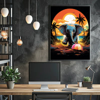 Elephant Paradise At Sunset Poster