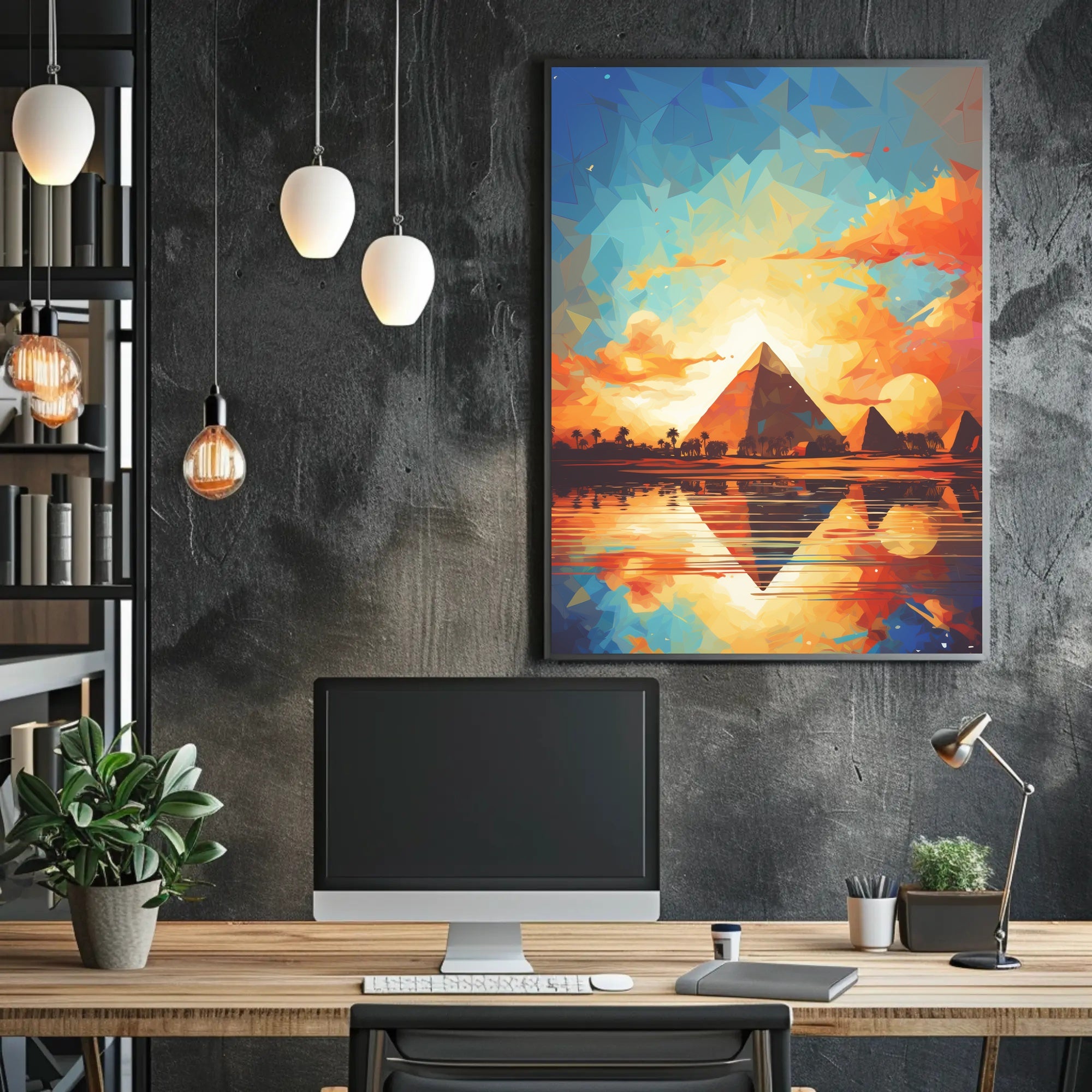 Sunset Over The Pyramids Poster