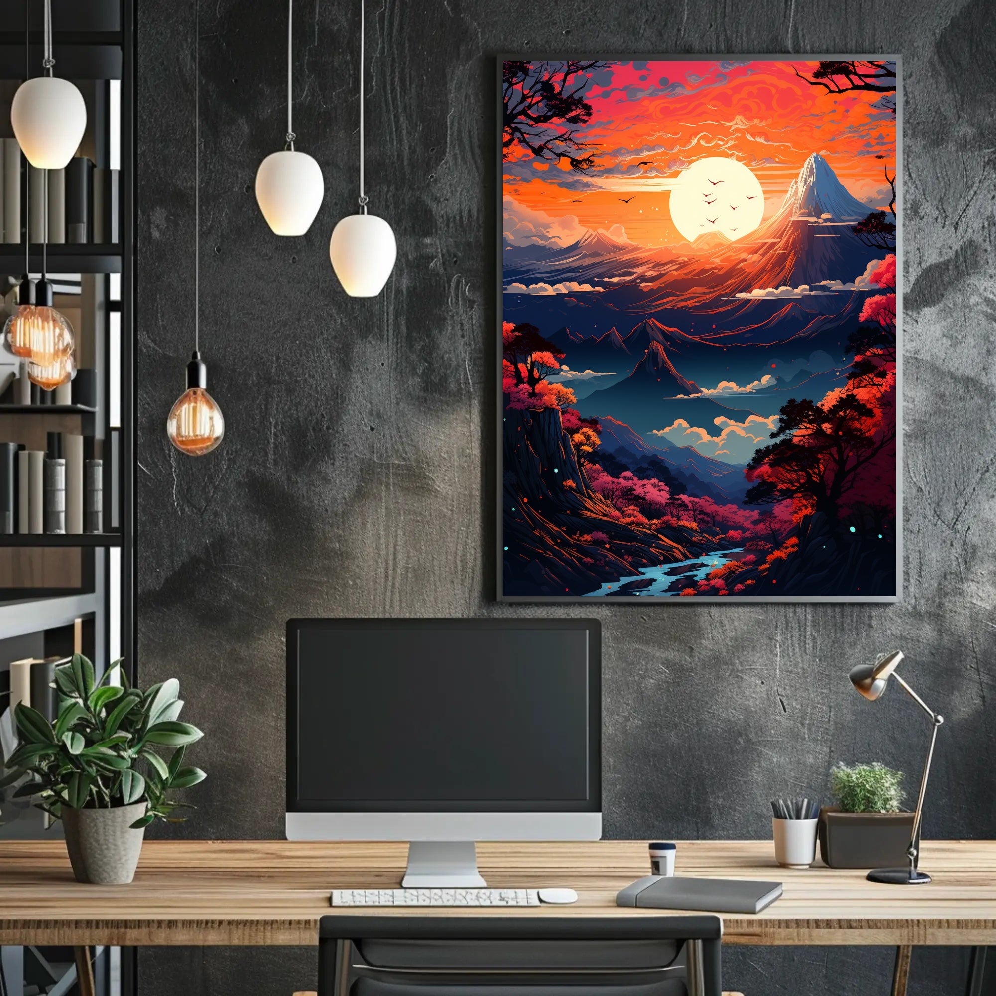 Enchanted Sunset Over Mountains Poster