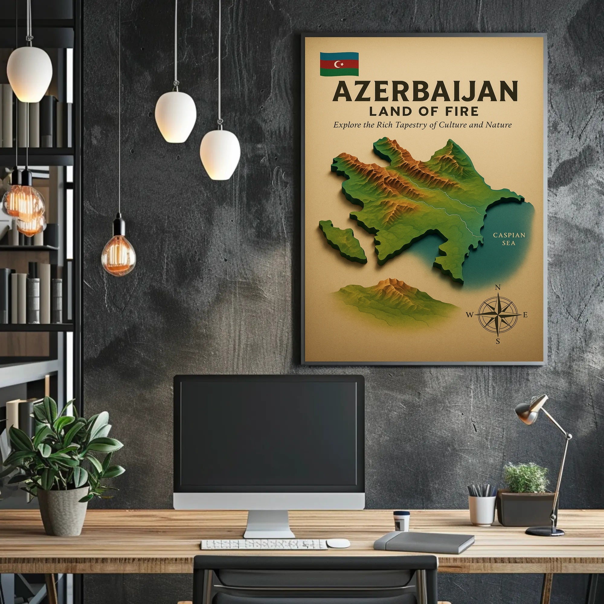 Azerbaijan Land of Fire Geographic Travel Poster