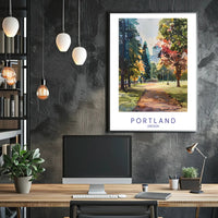 Portland Park in Watercolor: Urban or Cityscape Poster PosterGoat