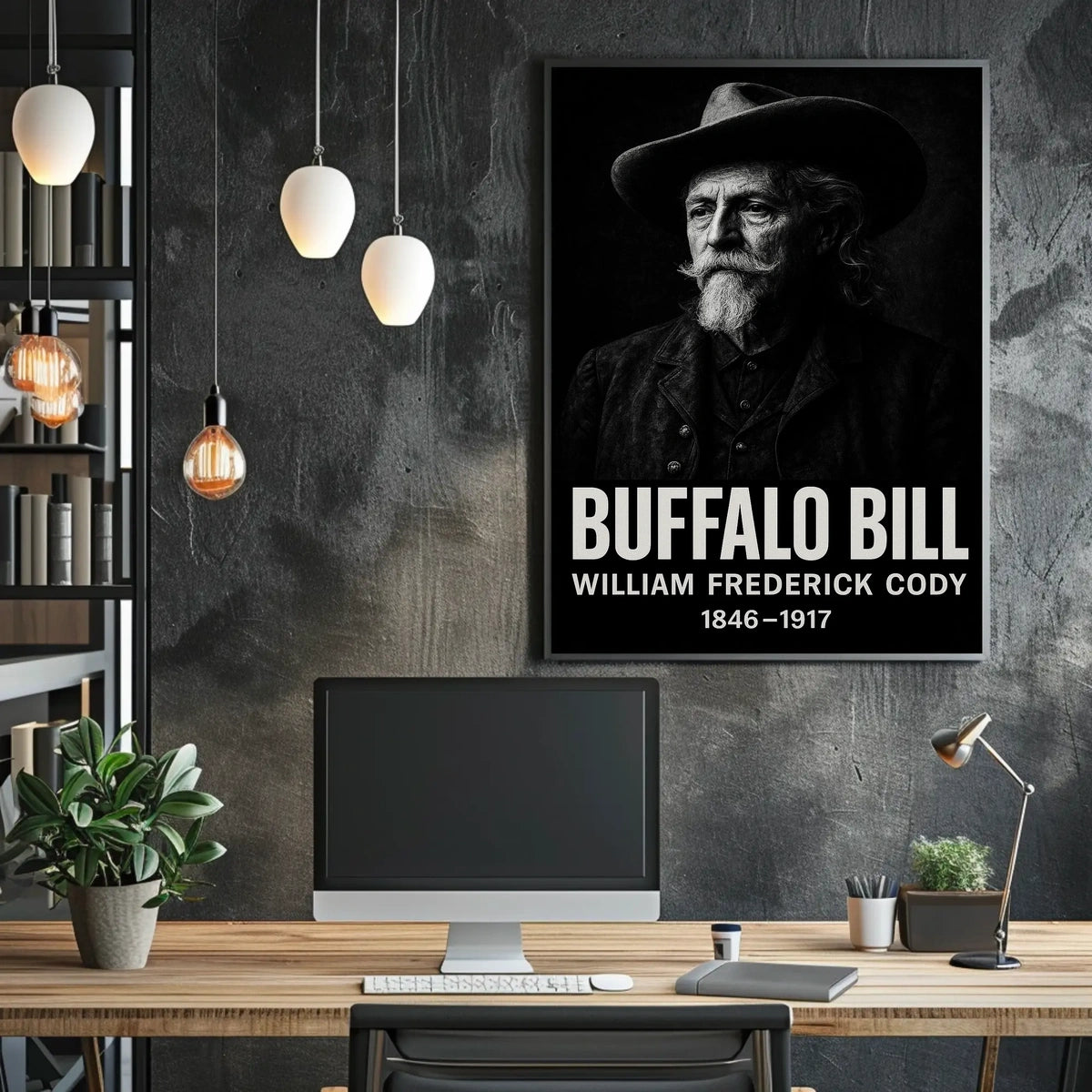 Buffalo Bill Monochrome Portrait for Cultural Heritage Poster