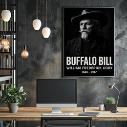 Buffalo Bill Monochrome Portrait for Cultural Heritage Poster