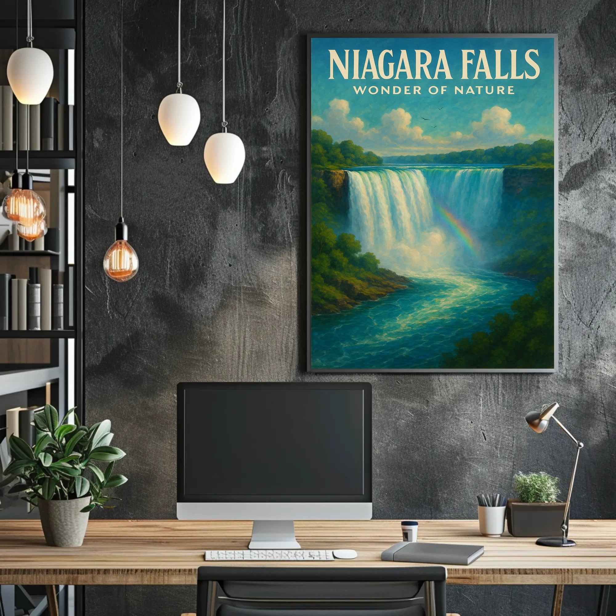 Niagara Falls Wonder Vintage Travel Poster