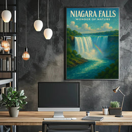 Niagara Falls Wonder Vintage Travel Poster
