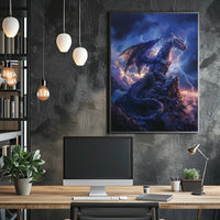 Majestic Blue Dragon Photorealistic Fantasy or Mythology Poster PosterGoat