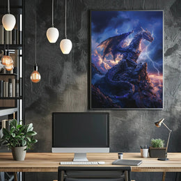 Majestic Blue Dragon Photorealistic Fantasy or Mythology Poster PosterGoat