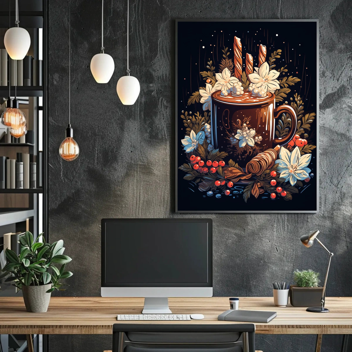 Cozy Holiday Beverage Art Print - Abstract or Artistic Poster