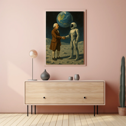 George Washington Meets Astronaut Vintage Poster