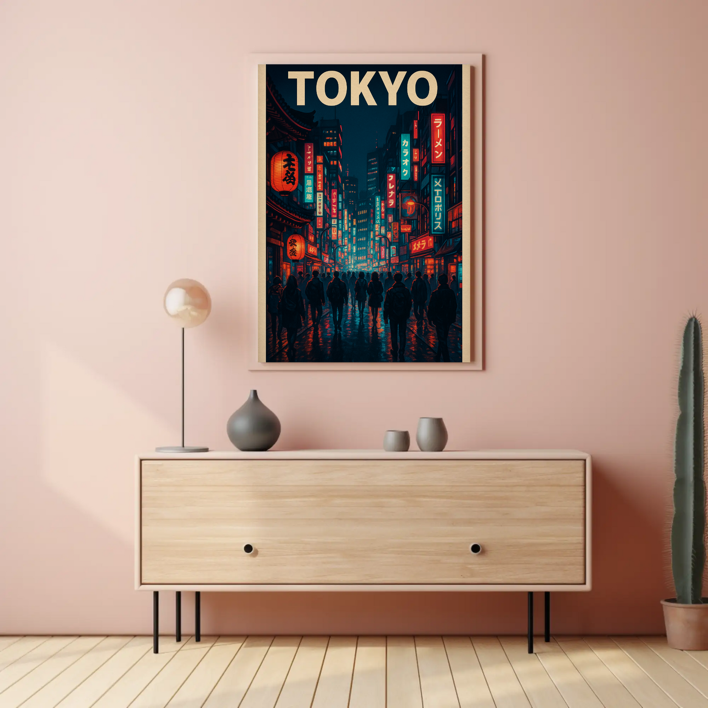 Tokyo Neon Night Street Travel Poster