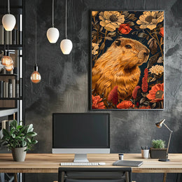 Capybara in Bloom Wall Art Print