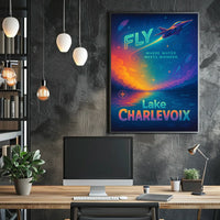 Fly Adventures Over Lake Charlevoix Futuristic Sci-Fi Poster
