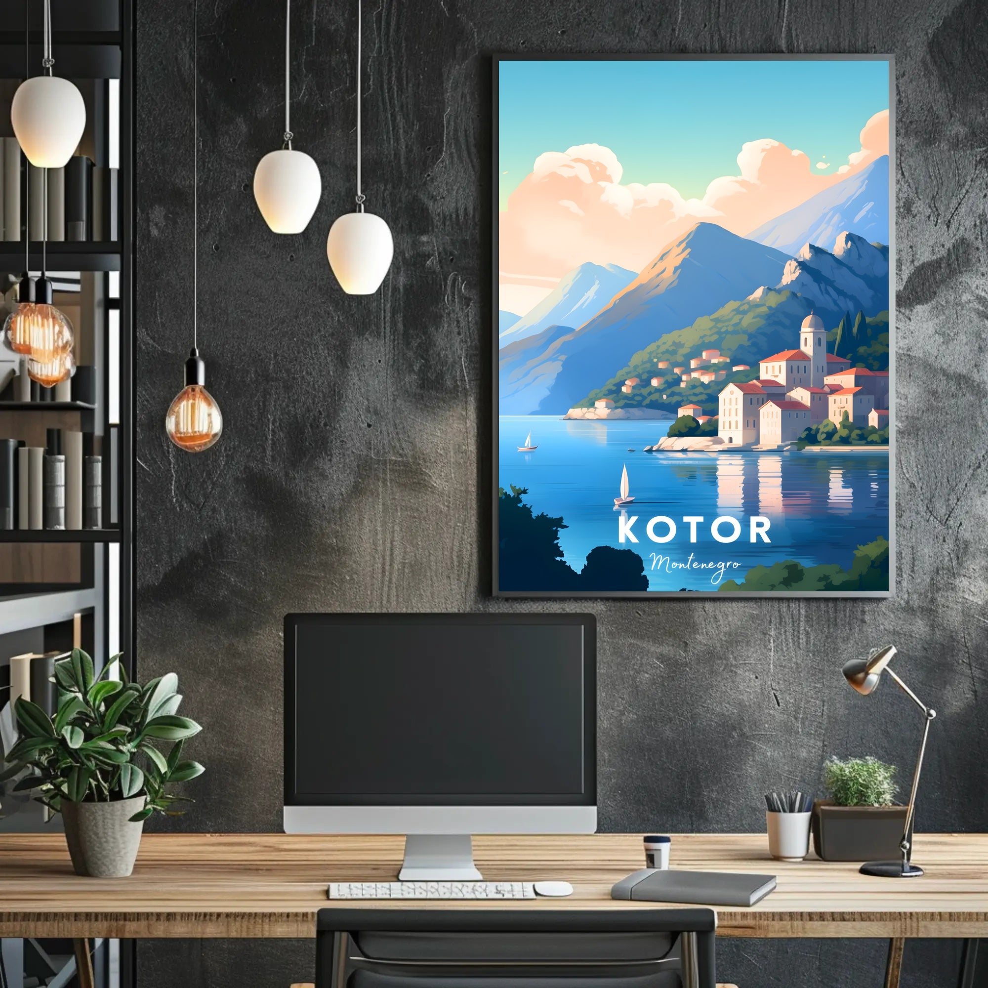 Kotor Coastal View: Mediterranean Travel Poster