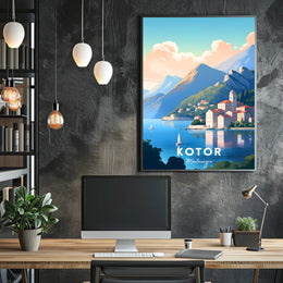 Kotor Coastal View: Mediterranean Travel Poster